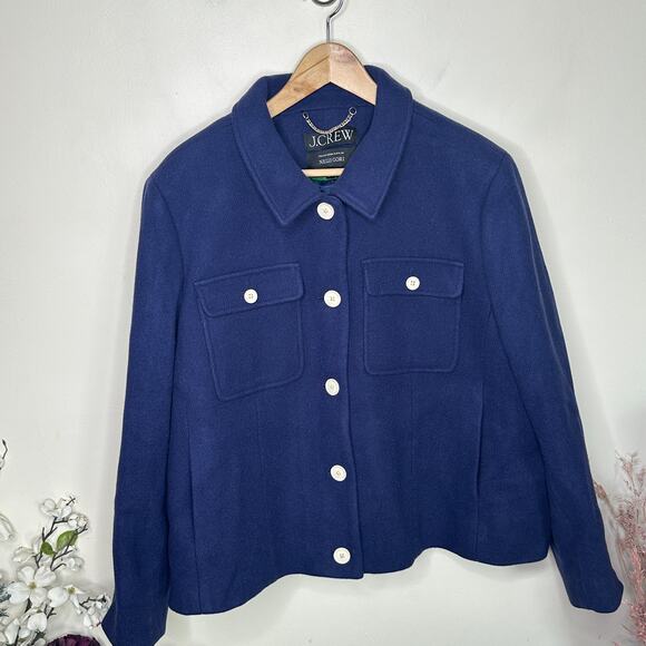 J. CREW Lady Jacket in Italian Stadium Cloth Wool Blend Navy Blue Sz 24 PLUS - Picture 6 of 10